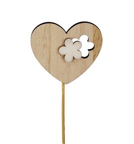 Pick heart flower wood 6cm - PICHEAWOOFLO
