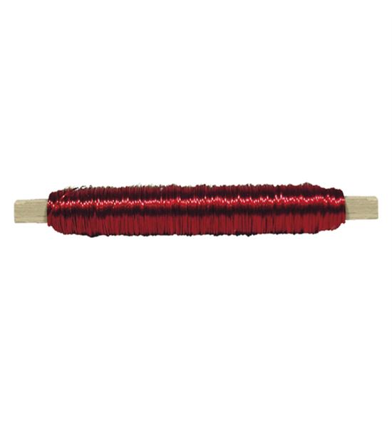 Bobina alambre con soporte madera rojo - BC-12370015