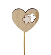 Pick hart bloem hout blanco 6cm - PICHEAWOOFLO
