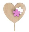 Pick hart bloem hout rosa 6cm - PICHARBLOHOUR6