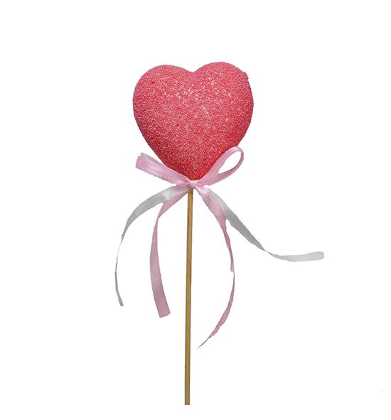 Pick heart bow pink 7.5cm - PICCORROS750