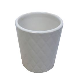 Maceta blanca blanca rombos 9cm ø7cm - MACBLAROM