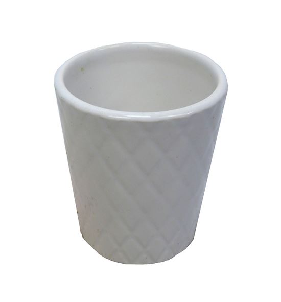 Maceta blanca blanca rombos 9cm ø7cm - MACBLAROM