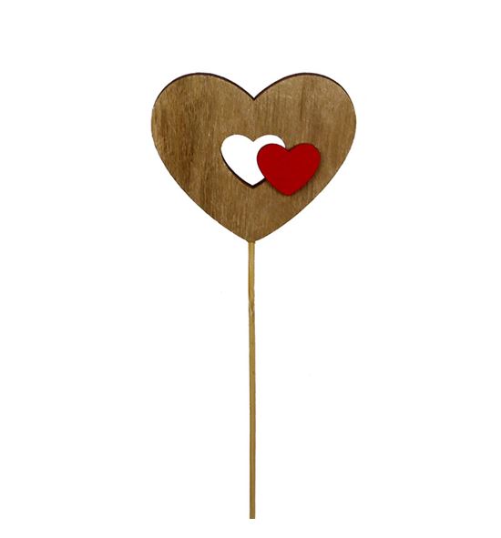 Pick hart heart hout rojo 6cm - PICHARHEAHOUROJ