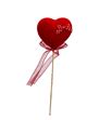 Pick heart red ribbon 5.5cm - PICHEAREDRIB