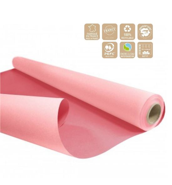 Rollo papel rosa claro/rosa 80cm 40m - ROLPAPROSR8040