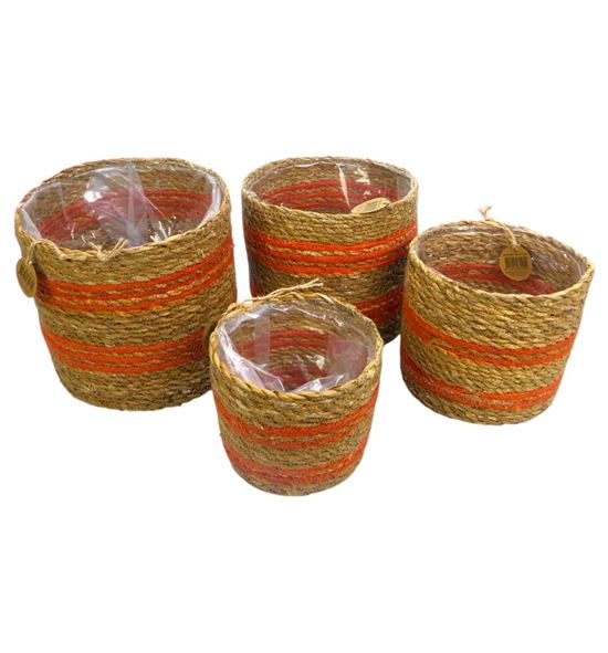 Cesta yute rayas naranjas ø18.5xh18 x4 - CESYUTRAYNAR
